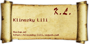 Klinszky Lili névjegykártya